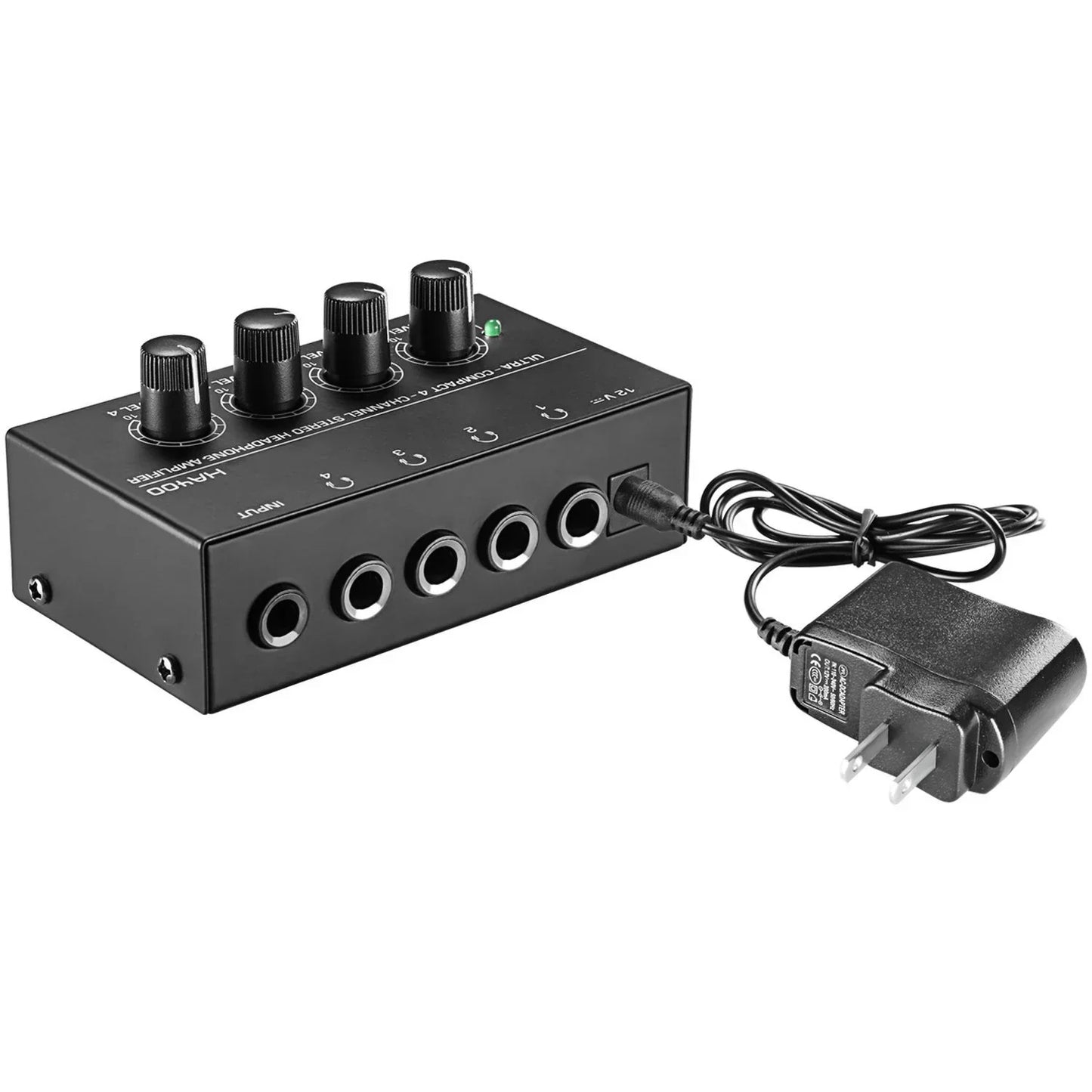 HA400 Ultra-Compact 4 Channels Headphone Amplifier Mini Audio Stereo Amp Amplifier with EU US Adapter For Music Mixer Recording - Lizard Vigilante