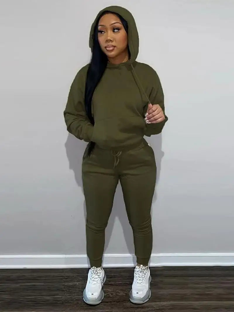 Women's Two-Piece Sweatsuit Set – Long Sleeve Hoodie Top and Jogger Pants Casual Tracksuit for Autumn & Winter - Premium sweatsuit from Lizard Vigilante - Just $58.88! Shop now at Lizard Vigilante