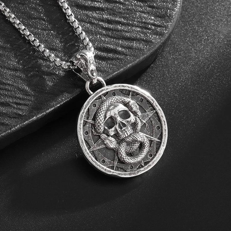 Fashionable Neptune Poseidon Trident Metal Pendant Necklace Men's Biker Gothic Rock Motorcycle Fashion Jewelry Gift - Lizard Vigilante