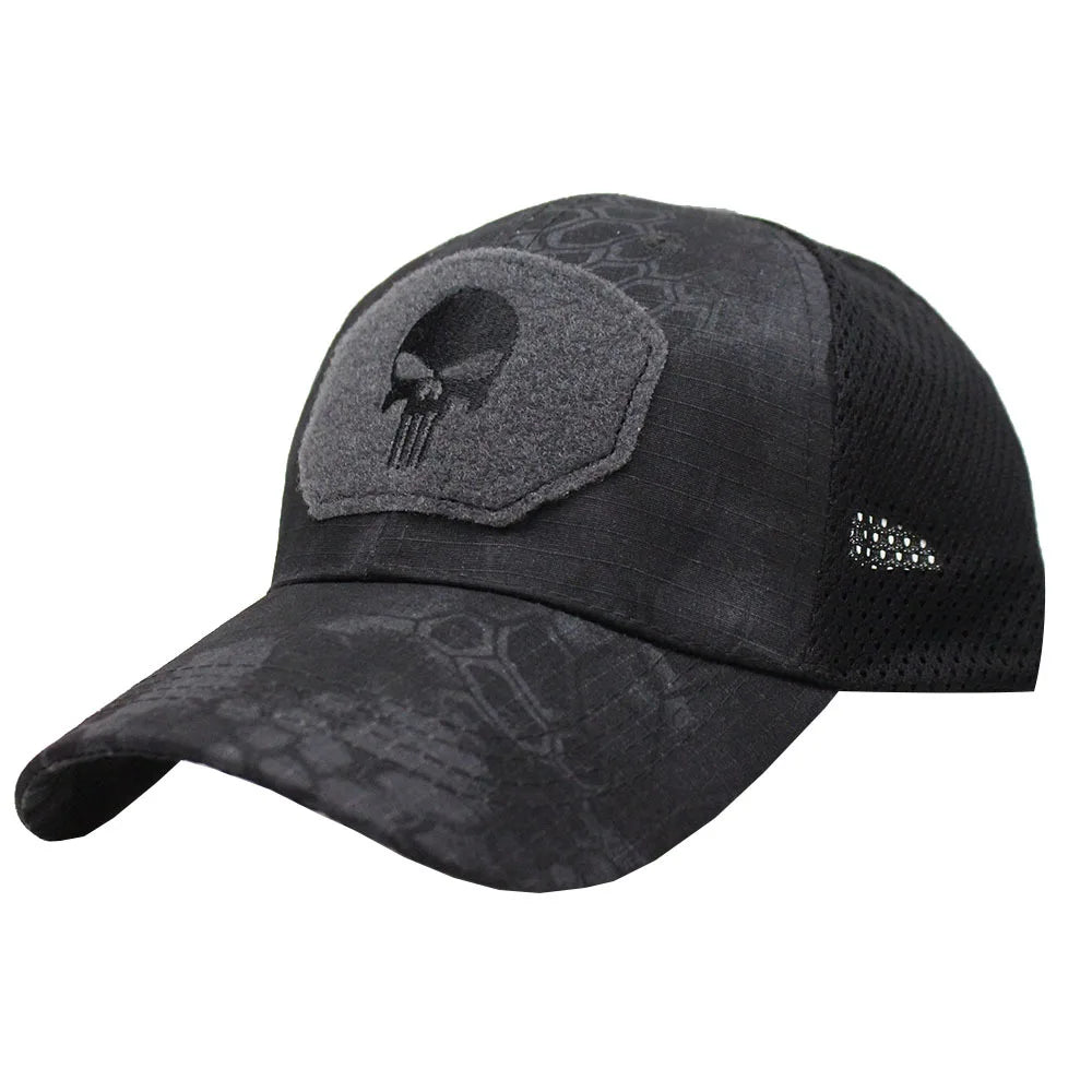 Tactical Camouflage Baseball Cap Mesh Breathable Special Forces Tactical Camo Hat Skull Duck Visor Hat - Premium  from Lizard Vigilante - Just $8.99! Shop now at Lizard Vigilante