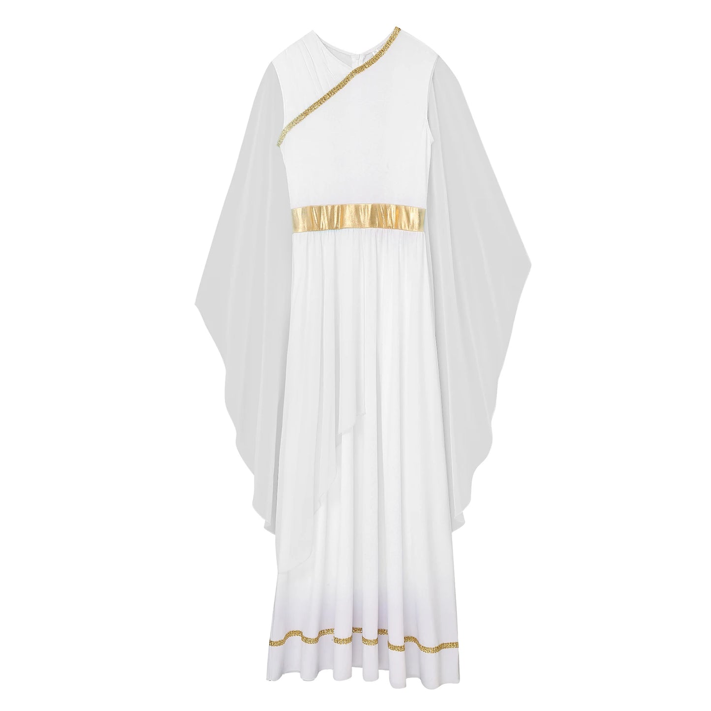 Women's Greek Halloween Deity Cosplay Costume Chiffon Gold Trims Ancient Bodycon Toga Dress Greece Roman Goddness Queen Role Play Robe - Premium Cosplay Costumes from Lizard Vigilante - Just $42.99! Shop now at Lizard Vigilante