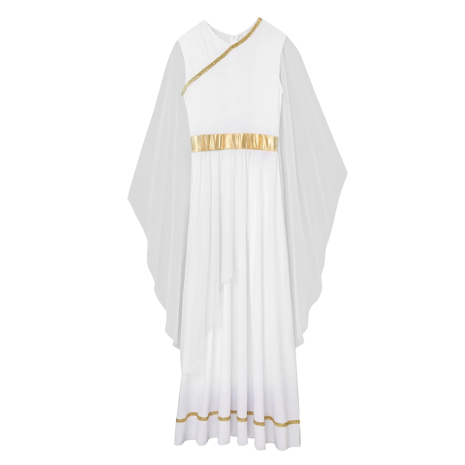 Women's Greek Halloween Deity Cosplay Costume Chiffon Gold Trims Ancient Bodycon Toga Dress Greece Roman Goddness Queen Role Play Robe - Premium Cosplay Costumes from Lizard Vigilante - Just $42.99! Shop now at Lizard Vigilante