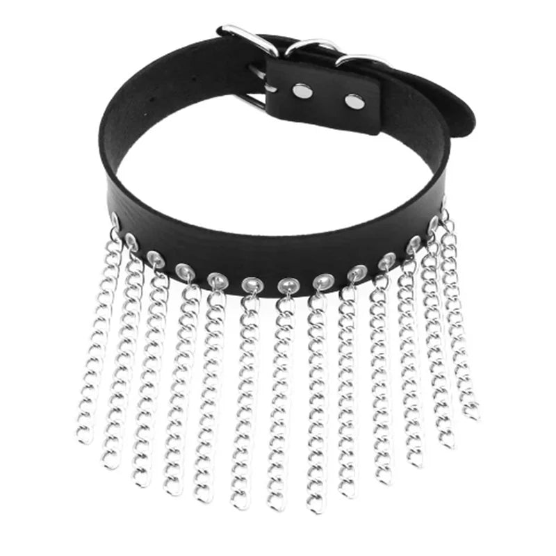 Harajuku Punk Rock Goth Choker - PU Leather Rivet Heart Cross Spike Necklace for Women, Hip Hop Bondage Jewelry - Premium choker from Lizard Vigilante - Just $23.88! Shop now at Lizard Vigilante