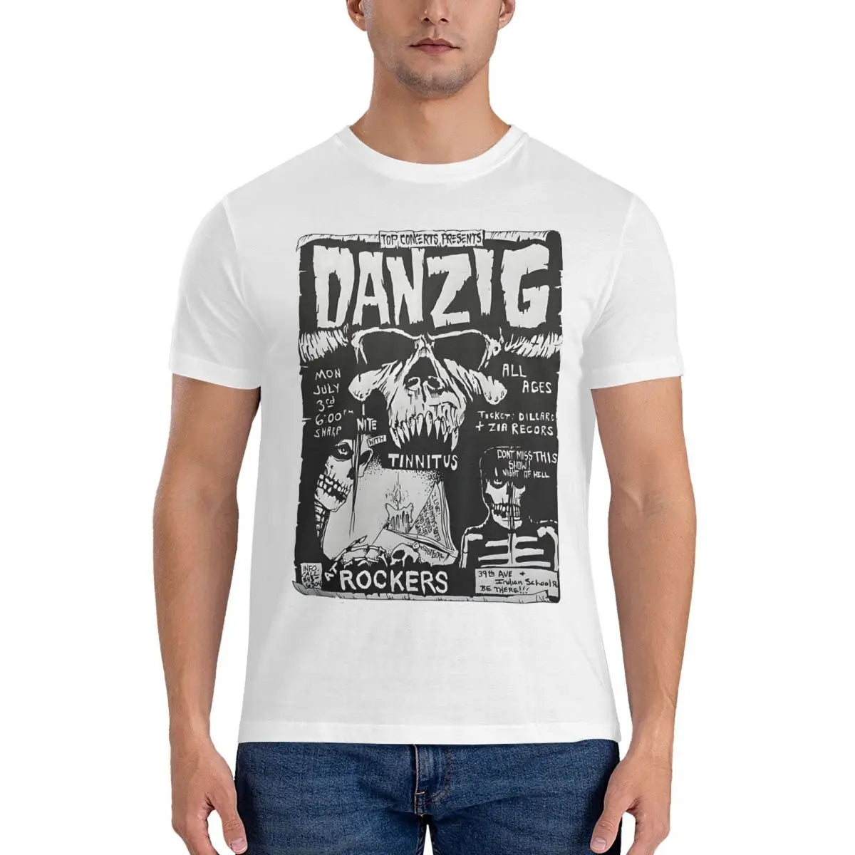 Danzig, Misfits, & Samhain Men T Shirts Unique Tee Shirt Short Sleeve Round Neck T-Shirt Cotton 4XL 5XL Clothing - Lizard Vigilante