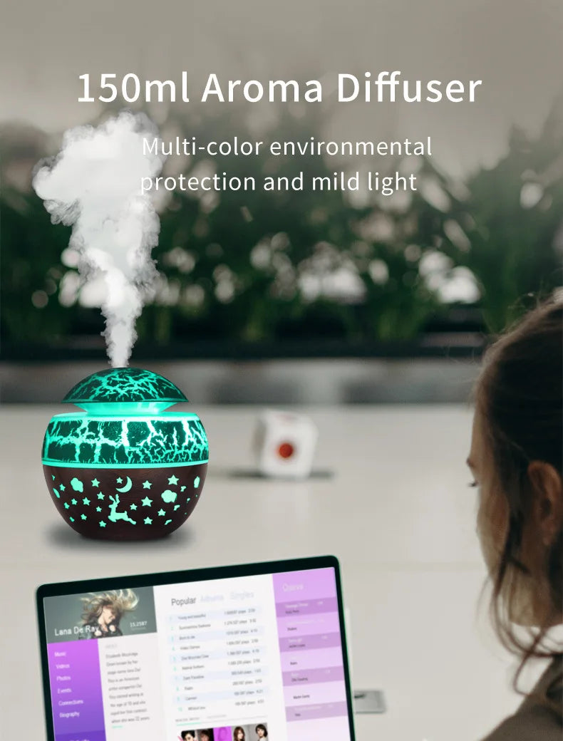 2024 Home Mushroom Head Bedroom Air Purifier USB Desktop Nebulizer Wood Texture Personalized Aromatherapy Machine Humidifier