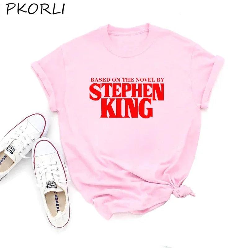 Based on A Novel By Stephen King T Shirt Women Harajuku Retro Clothing Horror T-Shirt Funny Letter Print Cotton Tee - Lizard Vigilante