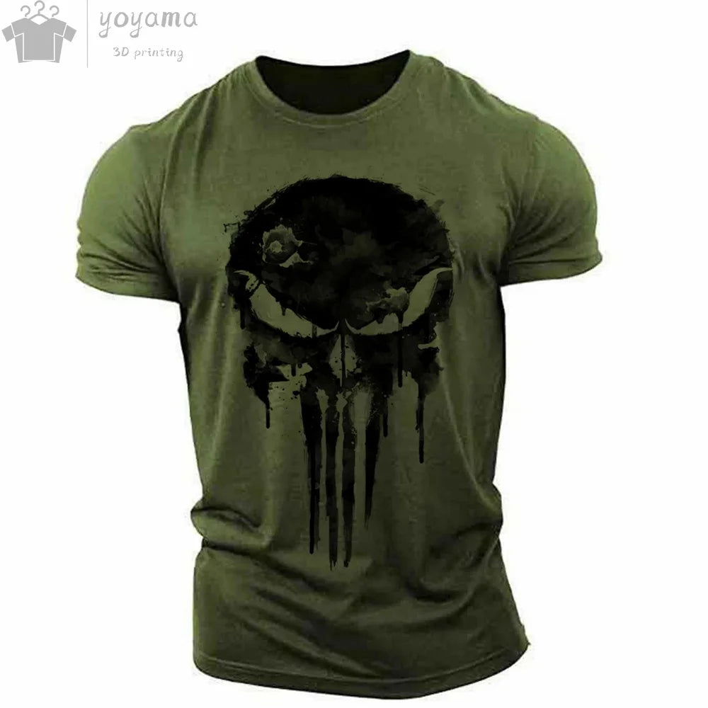 Men's T Shirt 3d Print Military Patriotic Skull O-Neck T Shirt Oversized T-Shirt Short-Sleeved Tee Sportswear Men's Clothing Top - Premium t-shirt from Lizard Vigilante - Just $23.88! Shop now at Lizard Vigilante