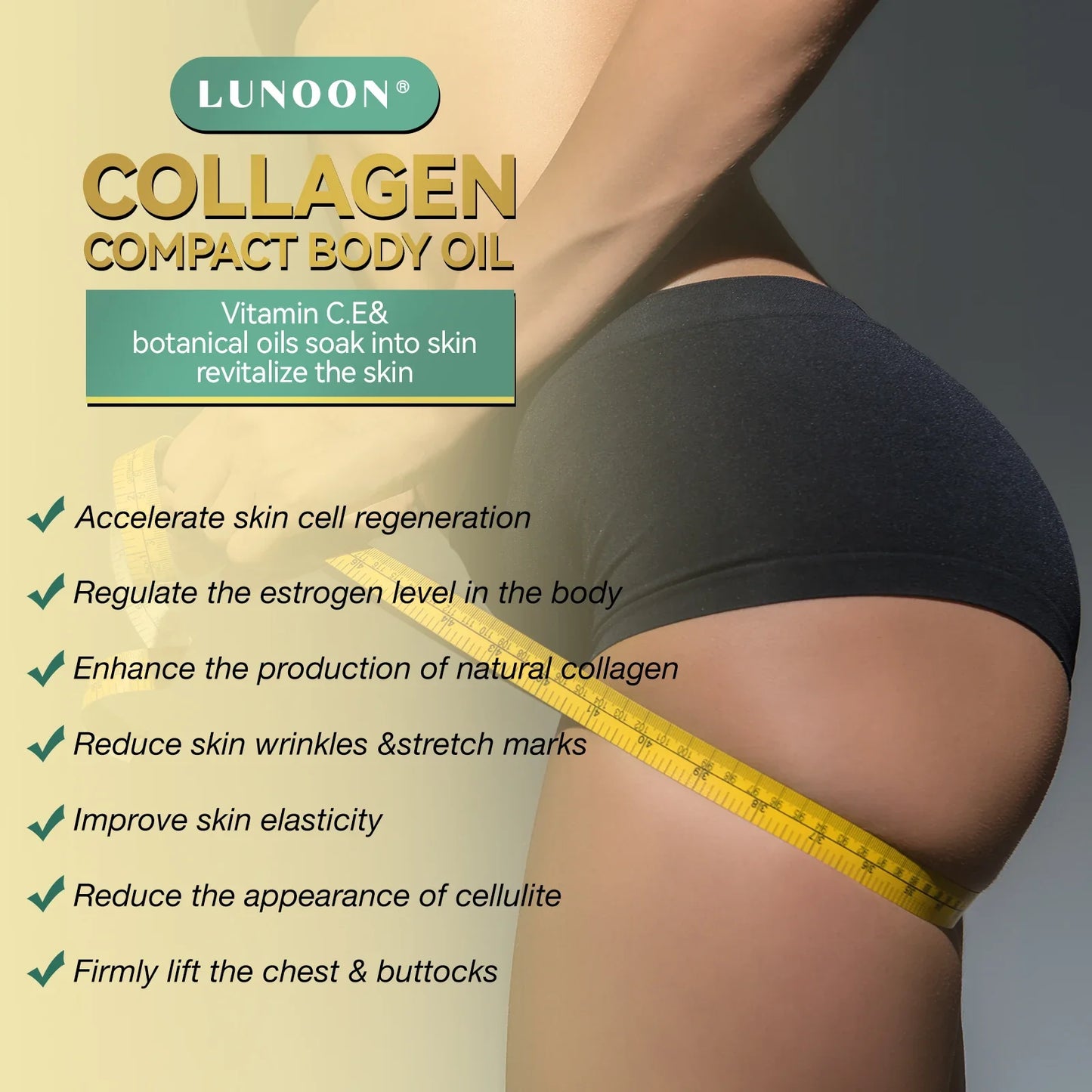 Collagen Compact Body Oil,Reduce Wrinkles and Stretch Marks,Chest Buttocks Skin Plump, Balance Hormones Skin Care for Women