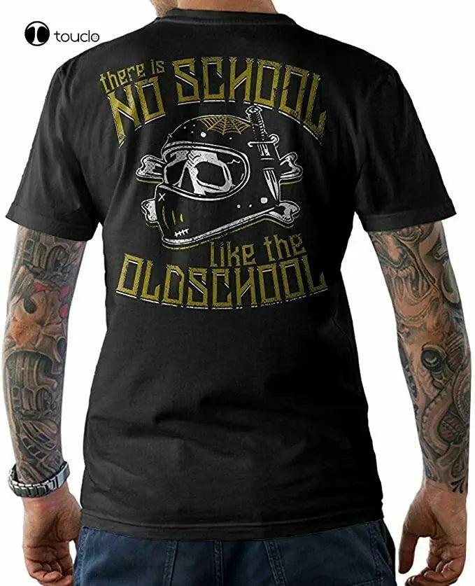 Motorcycle T-Shirt Sleeve Tee Backside Biker Old Skull Vintage Gift Shirt Cotton T Shirt Fashion Tshirt Summer Women Shirts - Lizard Vigilante