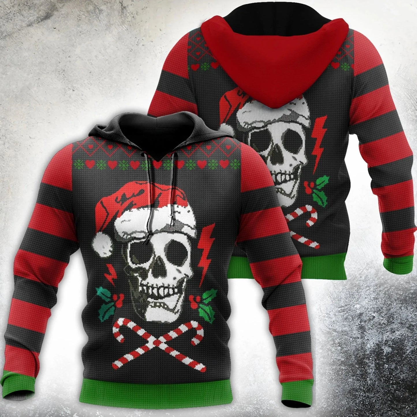 Men's 3D Skull Hoodie – Halloween & Christmas-Inspired Casual Streetwear with Full Sleeves - Premium hoodie from Lizard Vigilante - Just $48.88! Shop now at Lizard Vigilante