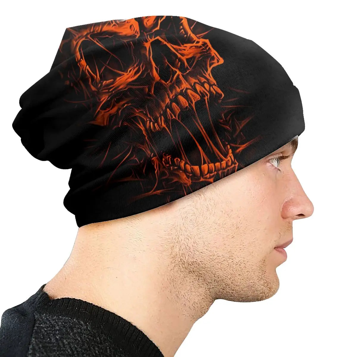 Crimson Skull Hipster Beanie - Windproof Unisex Skull Cap for Edgy Fashion - Premium beanie from Lizard Vigilante - Just $16.99! Shop now at Lizard Vigilante