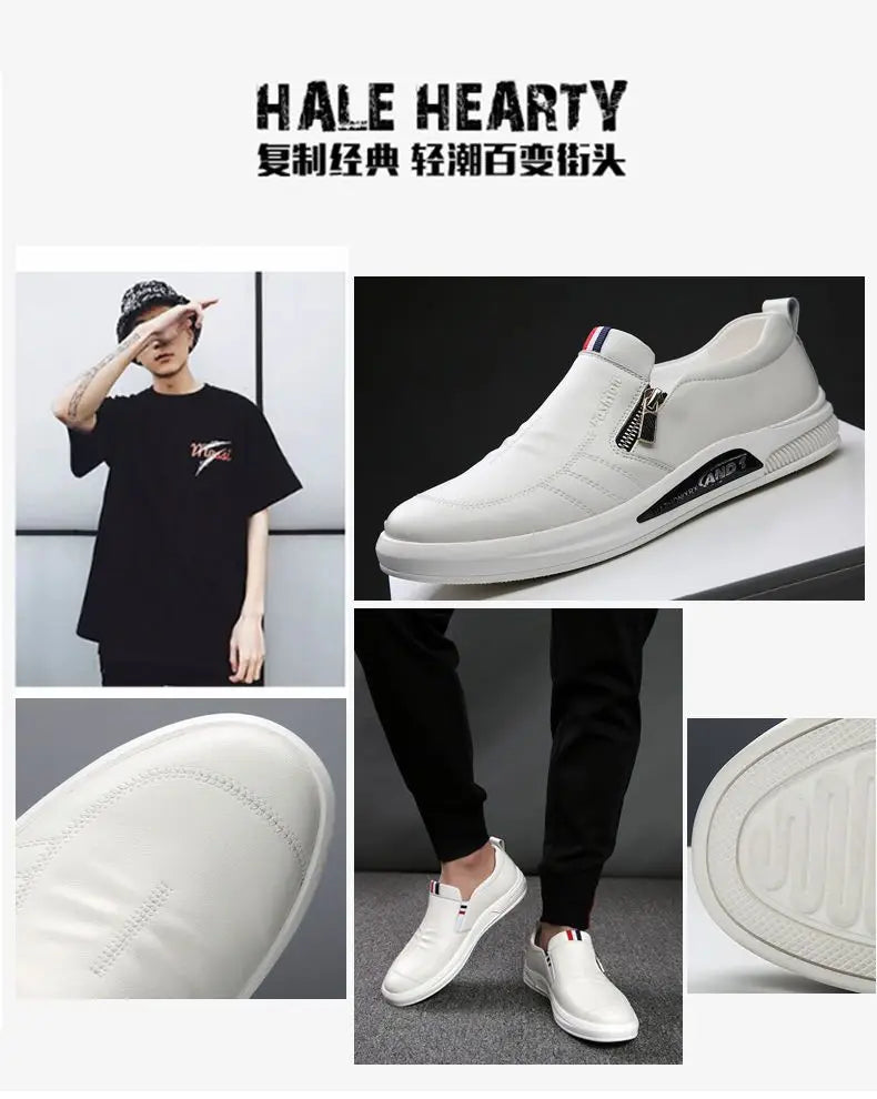 Leather shoes for men in spring new Korean casual leather shoes small white shoes fashionable and trendy breathable driving shoe - Premium  from Lizard Vigilante - Just $22.99! Shop now at Lizard Vigilante