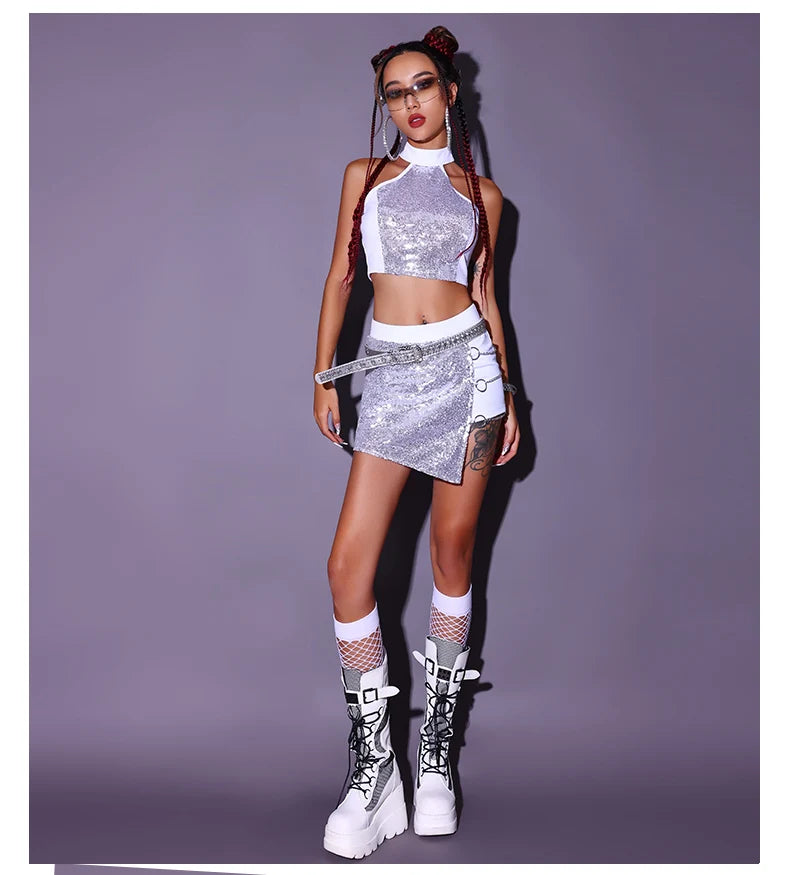 Y2K Sequin Suit for Women - Stylish DJ, Singer, and Nightclub Performance Wear - Premium costume from Lizard Vigilante - Just $55.99! Shop now at Lizard Vigilante