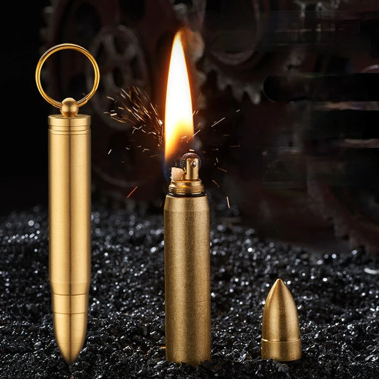 Bullet Shaped Copper Kerosene Lighter Metal Open Flame Cool Lighters Smoking Accessories - Premium lighter from Lizard Vigilante - Just $19.99! Shop now at Lizard Vigilante