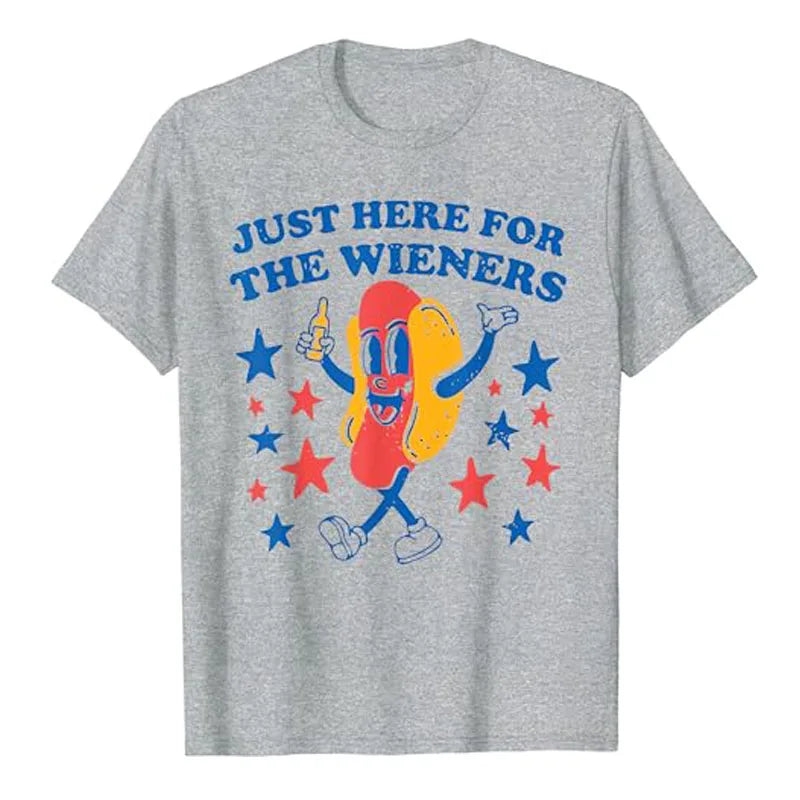 I'm Just Here for The Wieners Hot Dog 4Th of July T-Shirt Hotdogs Fast Food Lover Graphic Tee Tops Humor Funny Americans Clothes - Premium t-shirt from Lizard Vigilante - Just $23.99! Shop now at Lizard Vigilante