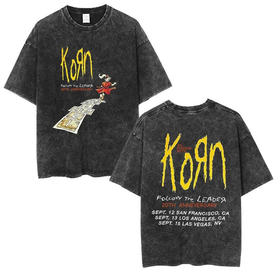 Korn 20th Anniversary Washed Tee | Follow The Leader - Premium T-Shirt from Lizard Vigilante - Just $23.99! Shop now at Lizard Vigilante