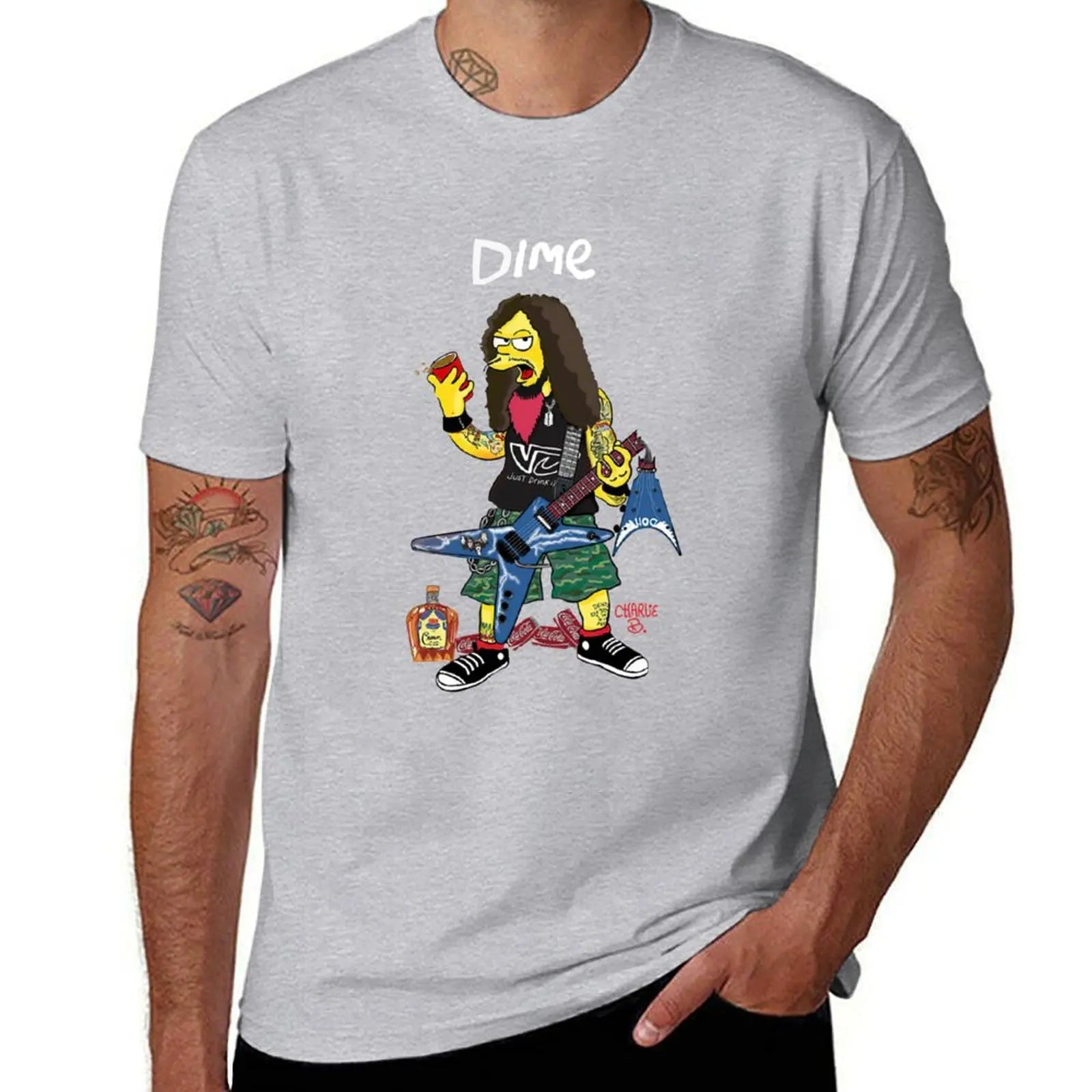 Dimebag Darrell Art -Classic T-Shirt Summer Tops Oversizeds Men's Graphic TShirts - Lizard Vigilante