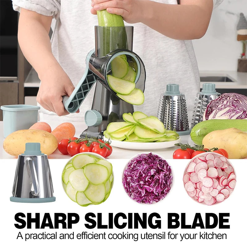 3-in-1 Rotary Cheese Grater - Versatile Manual Vegetable Slicer, Nut Grinder, and Cheese Shredder for Effortless Kitchen Prep - Premium grater from Lizard Vigilante - Just $38.88! Shop now at Lizard Vigilante