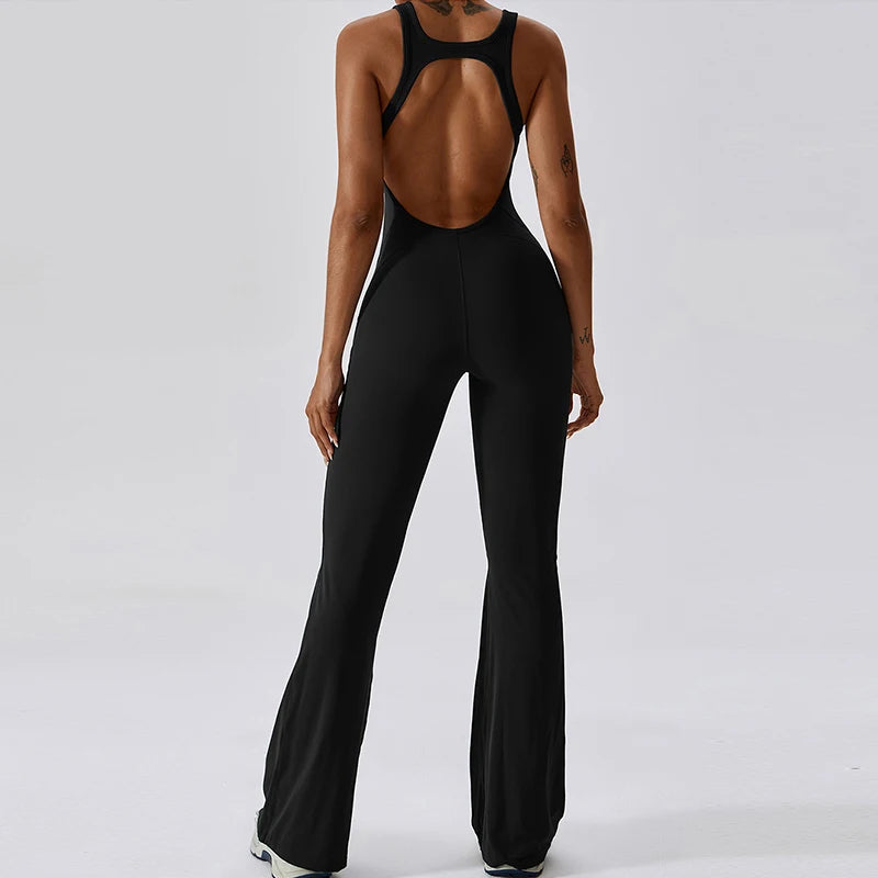 Sexy Back V Jumpsuit Gym Set Women Training Yoga Suit Sportswear Women Sports Jumpsuit Fitness Rompers Stretch Workout Bodysuits - Premium  from Lizard Vigilante - Just $36.99! Shop now at Lizard Vigilante