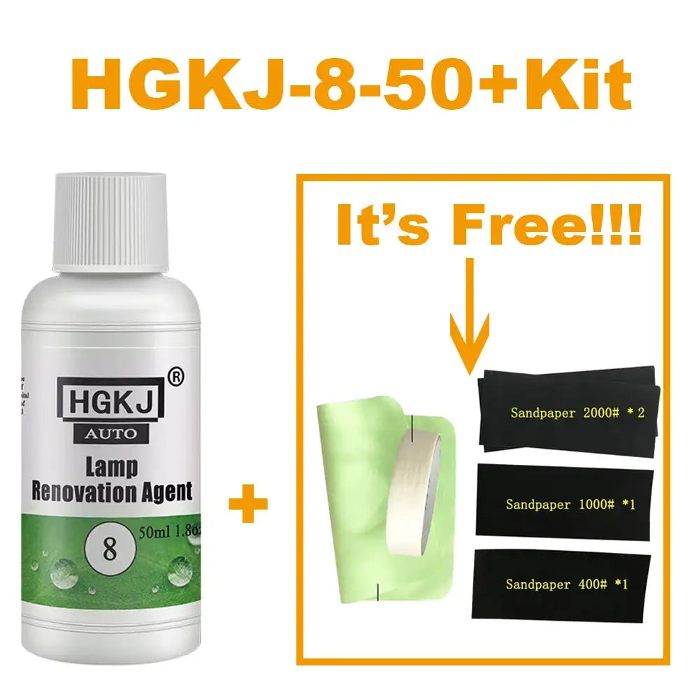 HGKJ 8 Lamp Renovation Agent Auto Headlight Headlamp Polish Restoration Kit Long Lasting Protection Oxidation Liquid for Car