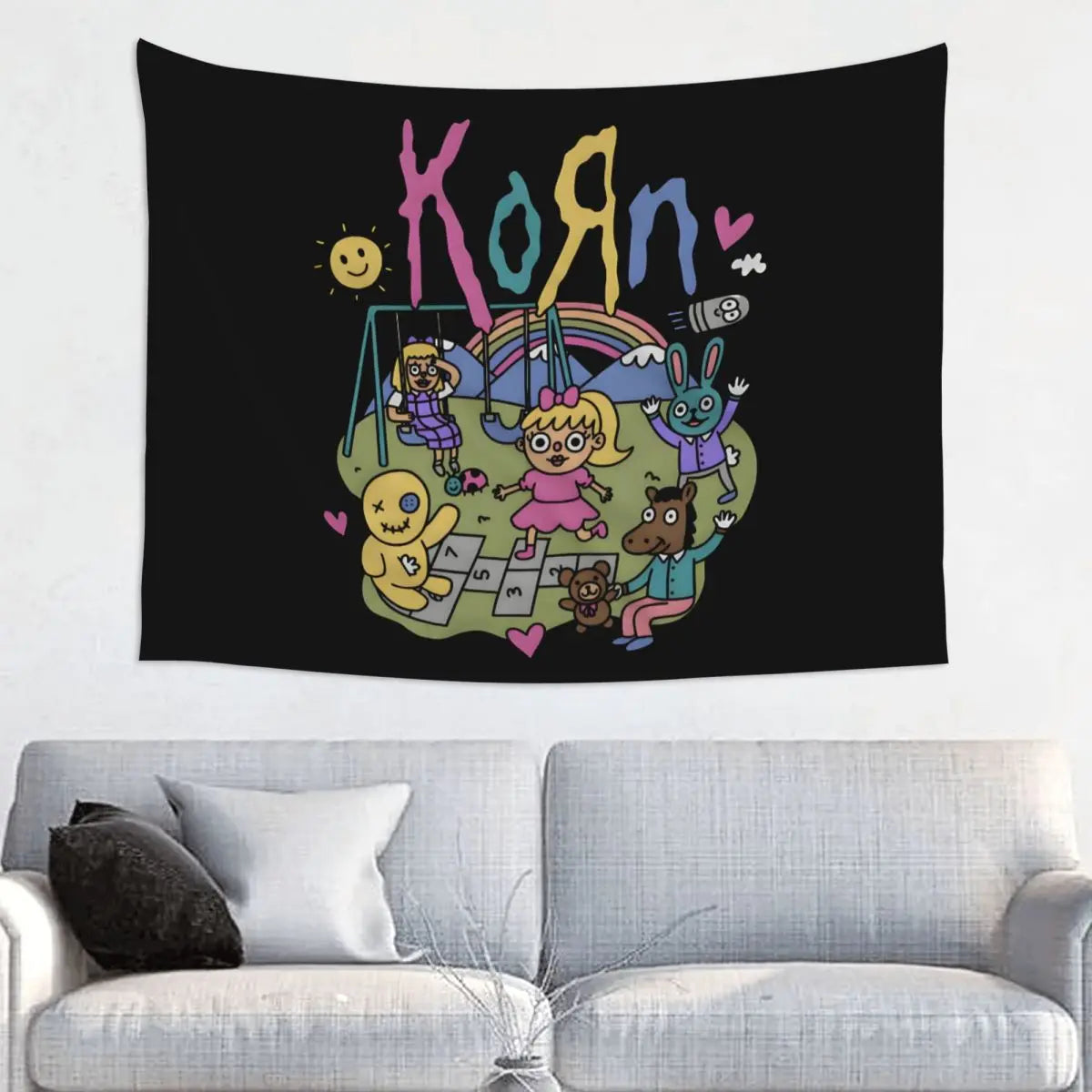 Custom Korn Heavy Metal Band Tapestry (95x 73cm) | Hard Rock Hippie Wall Hanging for Bedroom & Home Decor - Premium banner from Lizard Vigilante - Just $19.97! Shop now at Lizard Vigilante