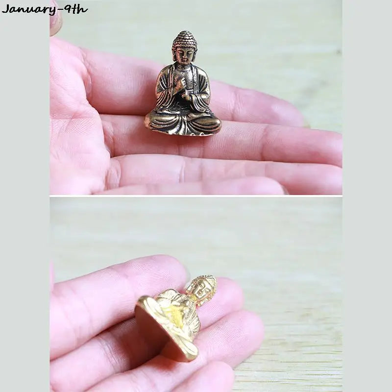 1PC Buddha Statues Copper Sculpture Fengshui Figurine Home Decor Resin Sitting  Miniature 2.8x2.4cm