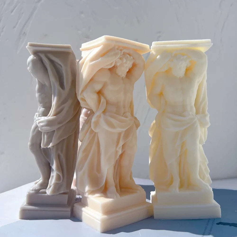 Atlant Statue Silicone Mold Unique Bust Sculpture Soy Wax Candle Mould Greek Mythology Home Decor