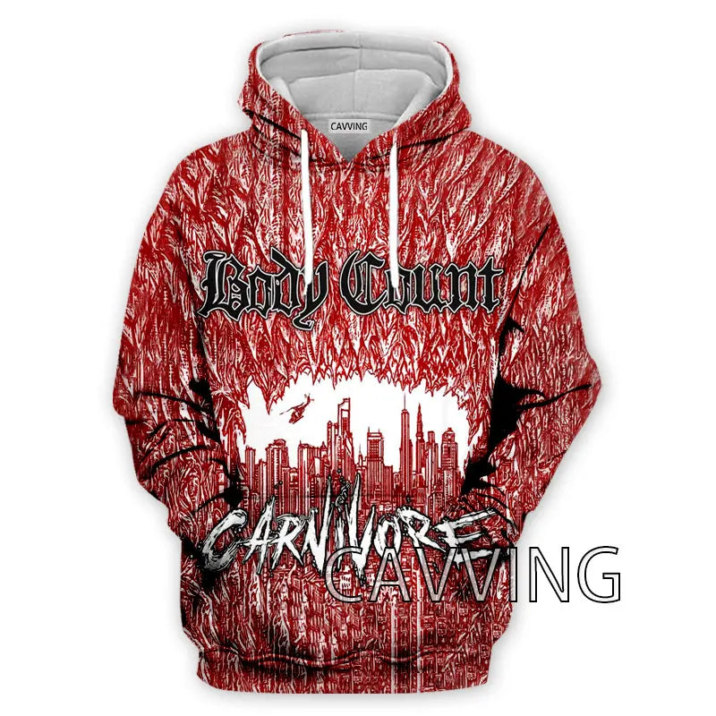 CAVVING 3D Printed Body Count Metal Hoodie: Ice-T Band Harajuku Streetwear for Men and Women - Premium Long-sleeve hoodie from Lizard Vigilante - Just $49.99! Shop now at Lizard Vigilante