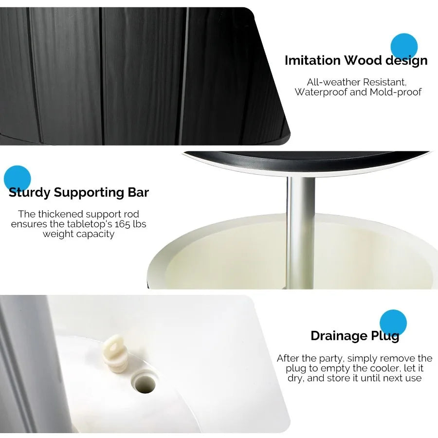 Lizard Vigilante Black Four Leg 10 Gallon Ice Bucket Side Table Cooler