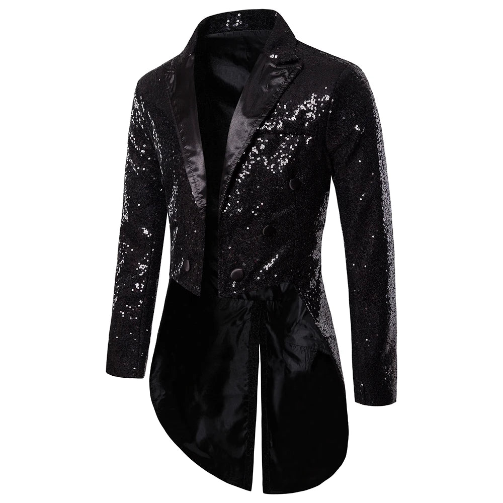 Men's Sequin Button Tuxedo Blazer – Stylish Coat for Weddings and Celebrations - Premium blazer from Lizard Vigilante - Just $53.88! Shop now at Lizard Vigilante