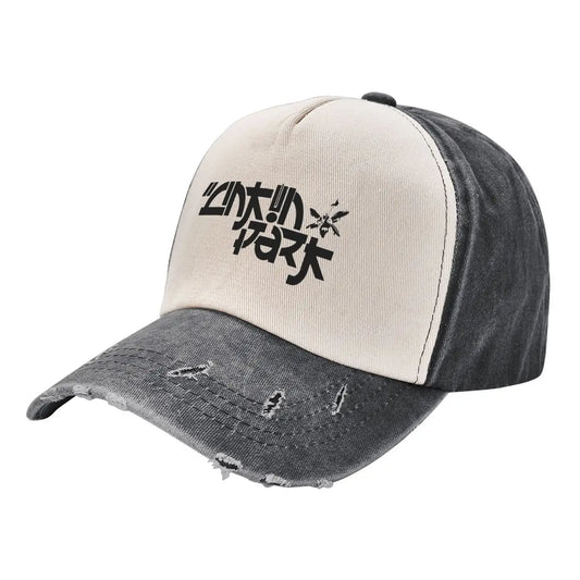 Linkin Park Music Distressed Denim Baseball Cap | Hip-Hop Pop Rock Sun Hat for Unisex Outdoor Summer Style - Premium cap from Lizard Vigilante - Just $23.88! Shop now at Lizard Vigilante