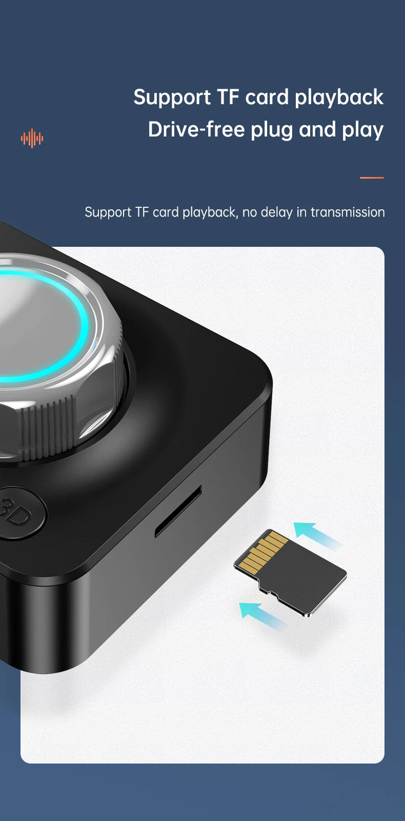 🎶 VAORLO Thunderlink 3D Bluetooth 5.0 Audio Receiver — Dual RCA + AUX HiFi Adapter with Surround Bass, SD Support & Auto Connect