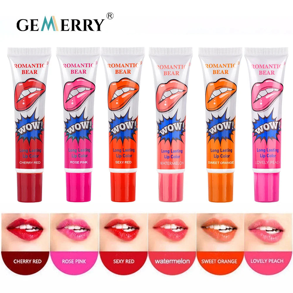 Gemerry 6 Colors Peel Off Lipstick Magic Sexy Makeup Long Lasting Lip Gloss Beauty Waterproof Lip Stick Women Cosmetic