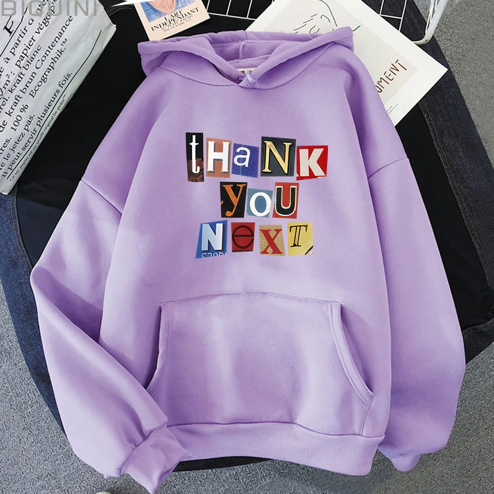 Ariana Grande "Thank You, Next" Kpop Style Hoodie – Oversized Unisex Sweatshirt – Aesthetic Fleece Pullover for Men & Women - Premium hoodie from Lizard Vigilante - Just $58.88! Shop now at Lizard Vigilante