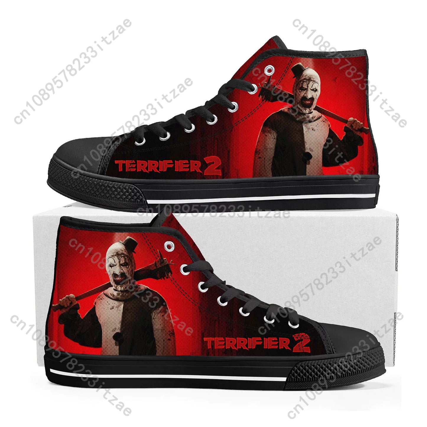 Terrifier Clown halloween shoes High Top Sneakers Mens Womens Teenager High Quality Canvas Sneaker Casual Shoe Customize Shoes - Premium  from Lizard Vigilante - Just $23.99! Shop now at Lizard Vigilante