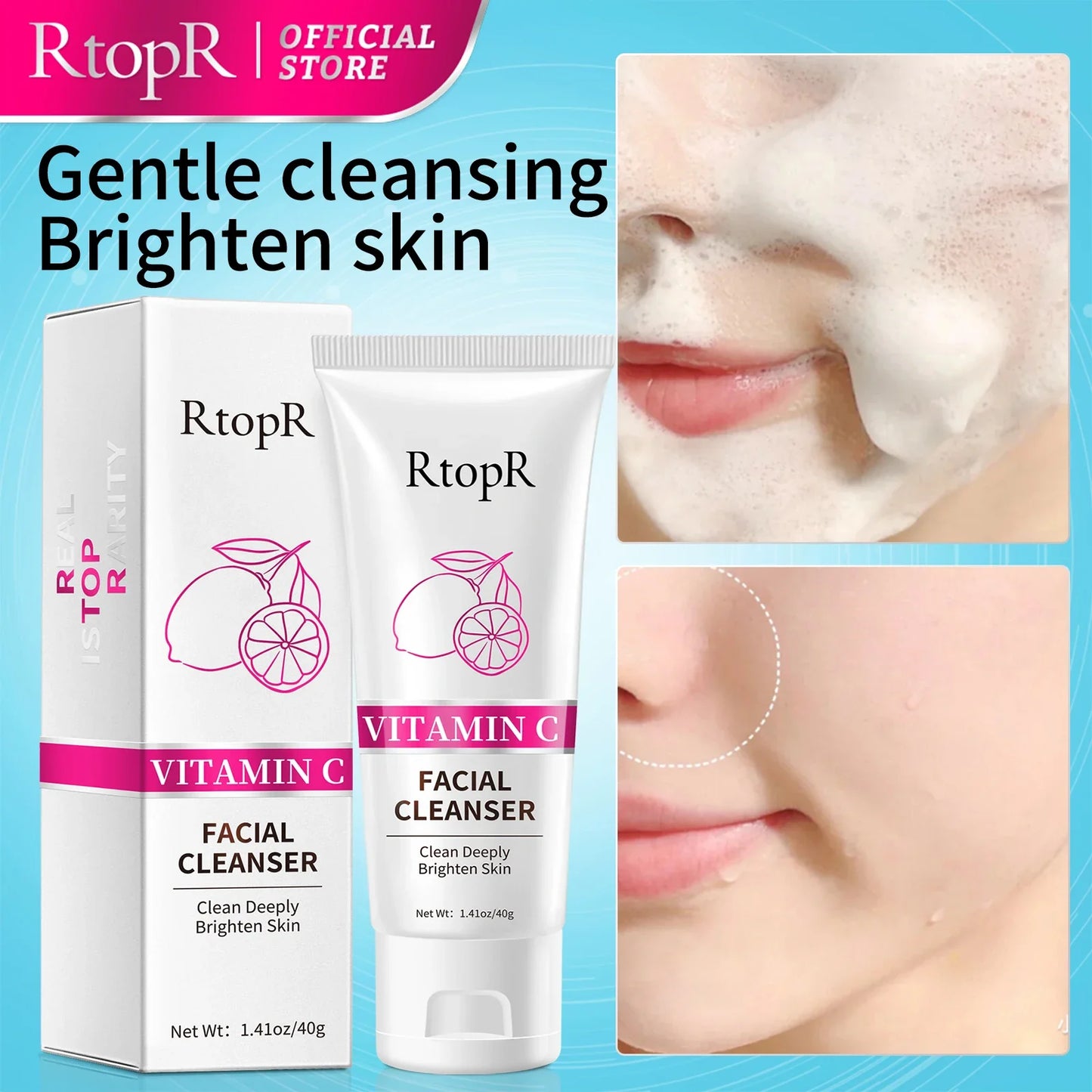 Vitamin C Face Cleanser Deep Cleansing Acne Oil Control Cleans Pores Whitening Skin Cleanses Cuticle Skin Care Face Cleansing