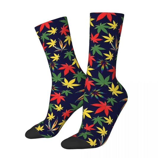 Happy 420 Day Cannabis Leaf Unisex Winter Socks – Street Style Crazy Socks - Premium Socks from Lizard Vigilante - Just $18.99! Shop now at Lizard Vigilante