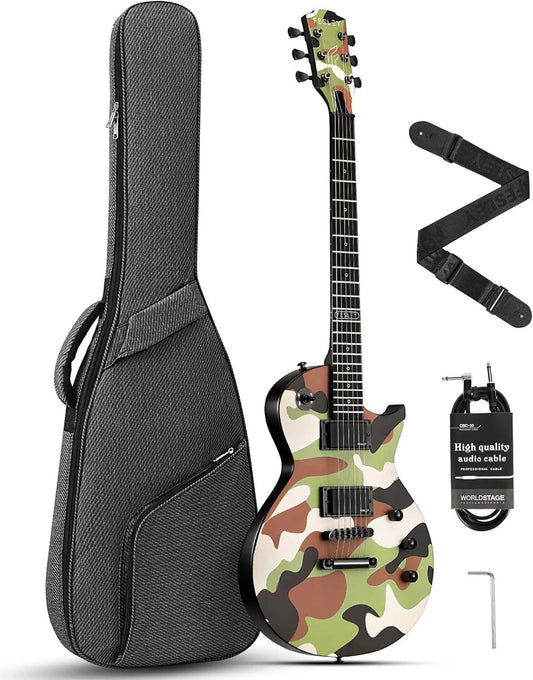 Electric Guitar Bundle – Camouflage, Black, Pink – 39" LP-Style Poplar Body, Mahogany Neck, Techwood Fretboard, Accessories Included - Premium Electric Guitar from Lizard Vigilante - Just $246.66! Shop now at Lizard Vigilante