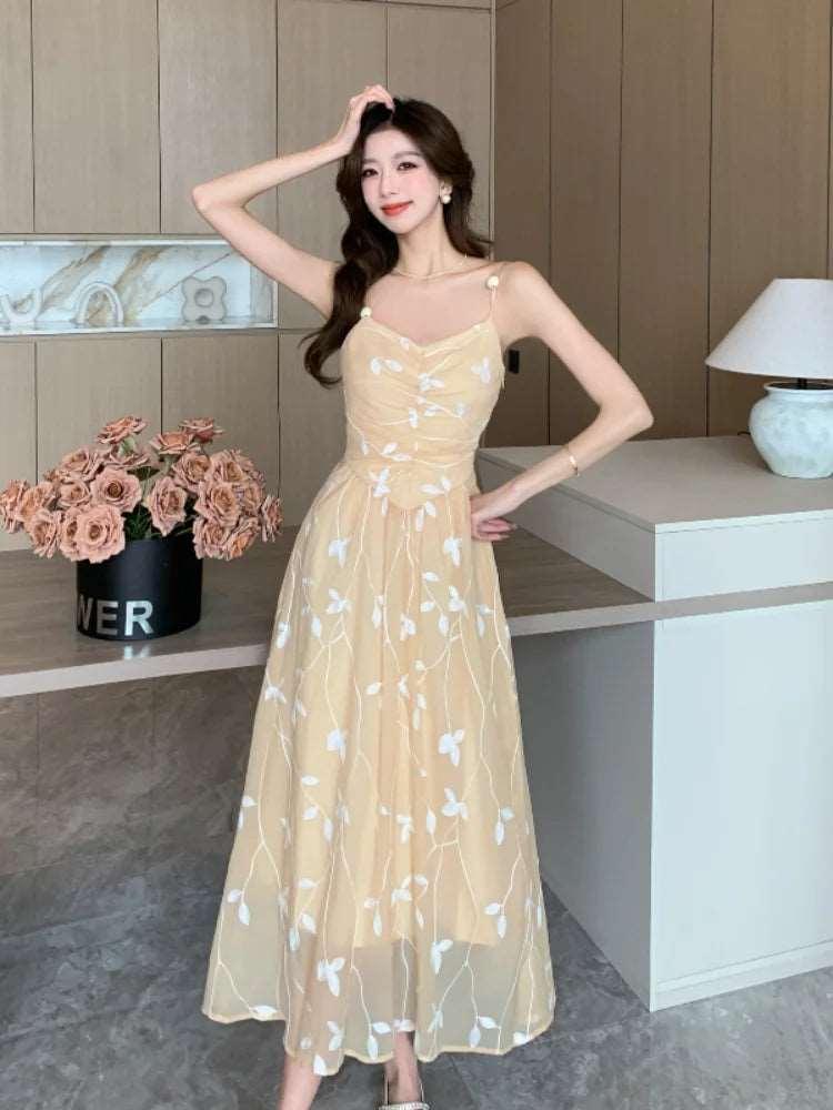 2024 Summer Ladies Elegant Prinrt Halter Mid-length Dress Backless Sleeveless Off Shoulder Dresses Female Party Club Vestidos - Lizard Vigilante