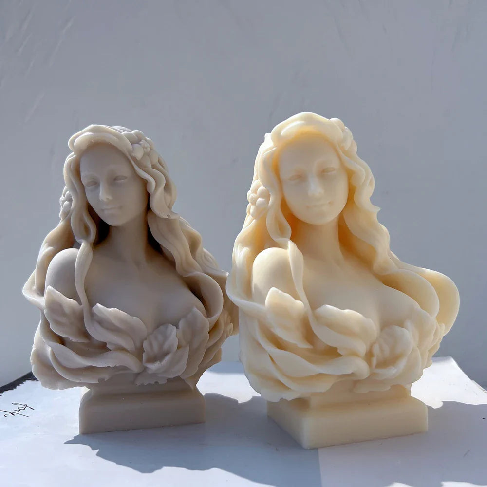 Beautiful Lady Statue Candle Mold Goddess Female Bust Silicone Molds Greek Art Woman Sculpture Soy Wax Tool