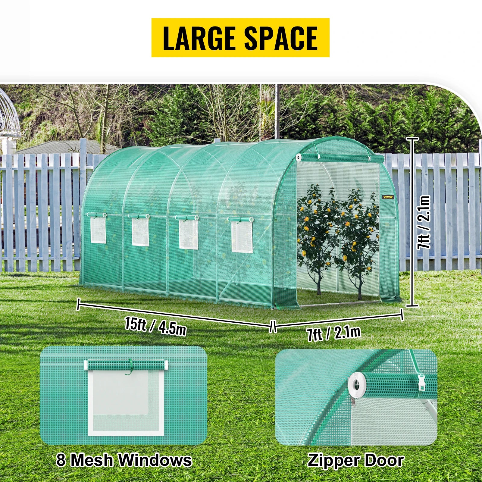 VEVOR Walk-In Tunnel Greenhouse with Galvanized Steel Frame & Waterproof Polyethylene Cover – Durable, Easy Assembly, Multiple Sizes Available - Premium greenhouse from Lizard Vigilante - Just $198.88! Shop now at Lizard Vigilante