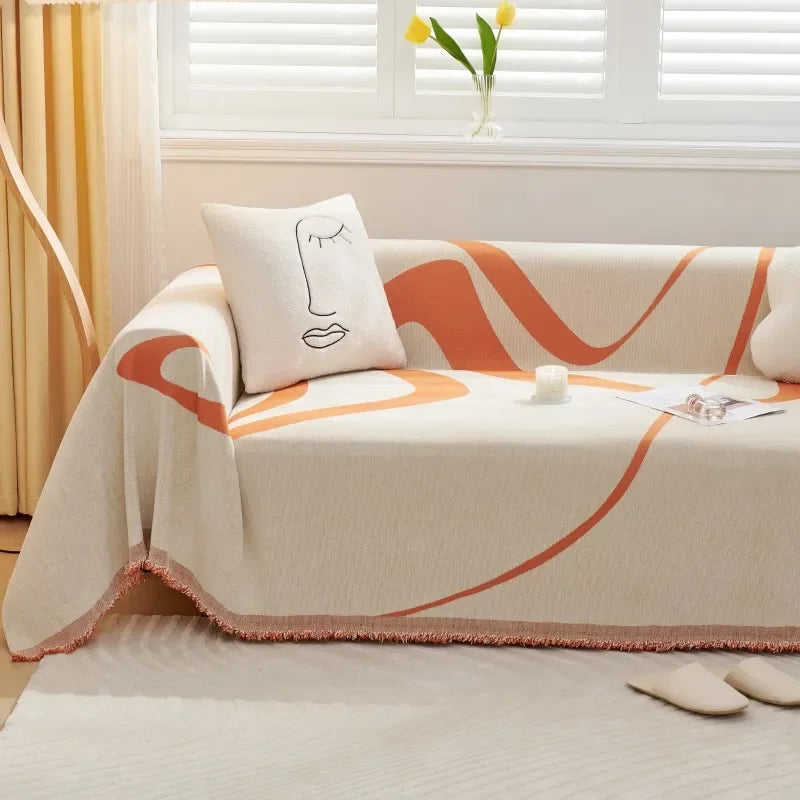 Nordic Throw Blanket – Heavy Stitch Geometric Sofa Tapestry for Home, Camp, and Chaos Nights