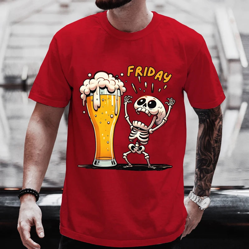 Sale Beer T-Shirts Funny 3D Skull Print T Shirt For Men Fashion New Oversized T-shirt Casual O-neck Short Sleeve Tops - Premium T-Shirt from Lizard Vigilante - Just $11.99! Shop now at Lizard Vigilante