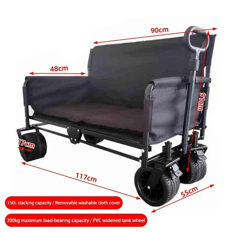 RoadBeast 200KG Foldable Camping Sofa Cart — Heavy-Duty Handcart & Rolling Outdoor Couch for Car Camping, Festivals & Campsites