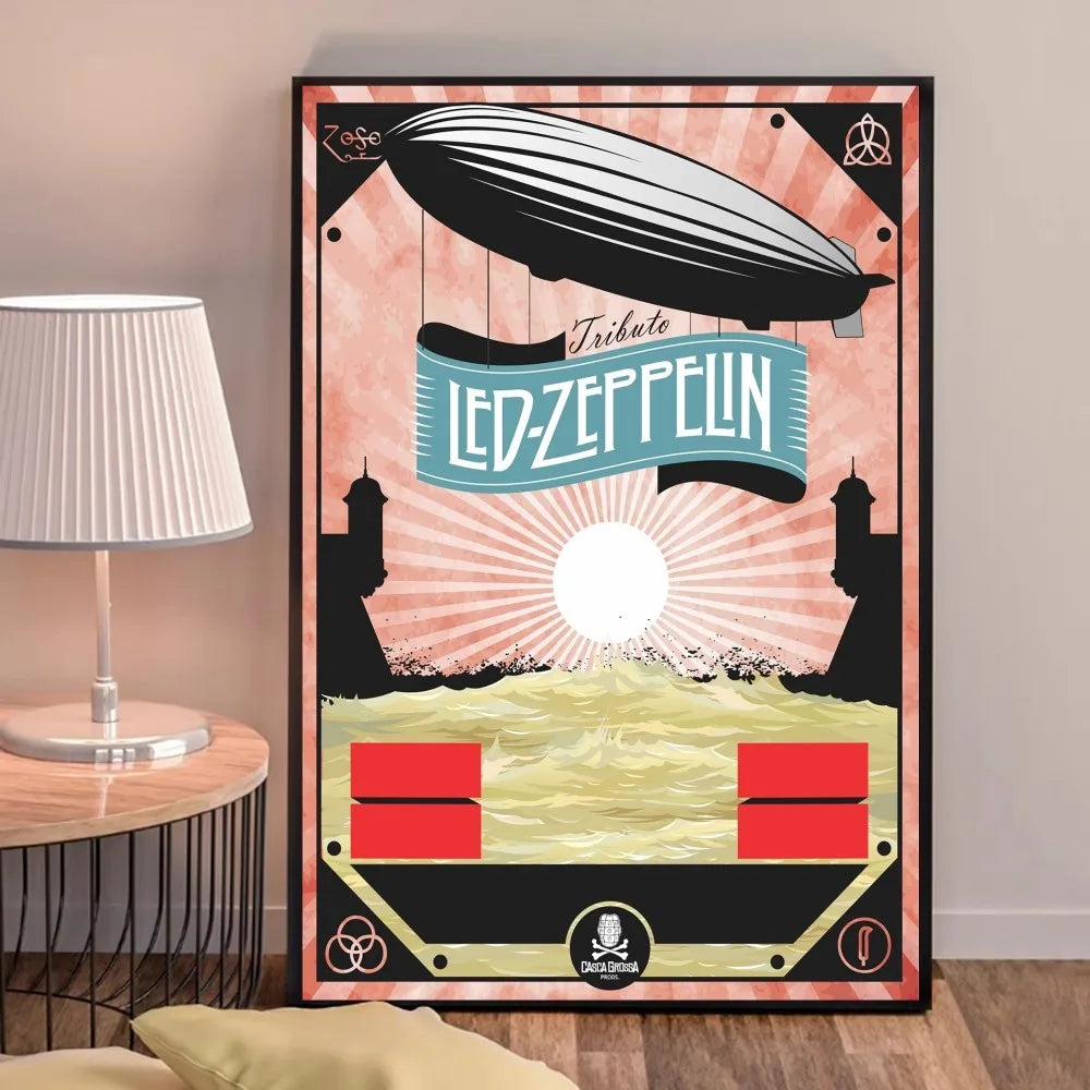 Retro Zeppelin Sticky Poster – Aesthetic Kraft Paper Wall Art for DIY Room Decoration - Premium poster from Lizard Vigilante - Just $15.99! Shop now at Lizard Vigilante