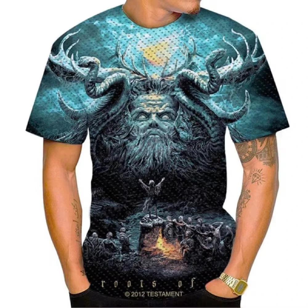 Testament T Shirt 3d Printed Men's Heavy Metal Band Fashion Oversized Streetwear Casual Harajuku Short Sleeve Unisex Clothing - Premium T-Shirt from Lizard Vigilante - Just $23.99! Shop now at Lizard Vigilante