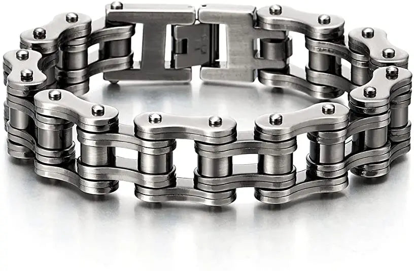 Titanium Riot Chain Biker Bracelet — Rainbow & Blue Heavy Punk Edition