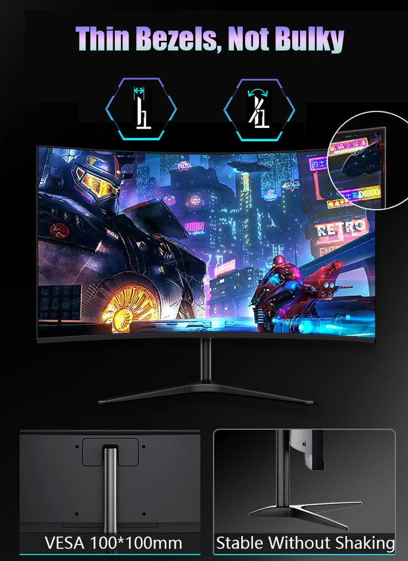 27 Inch VA 165hz Monitors Gamer 1MS 2K QHD 144hz Gaming Monitors PC LCD Curved Screen Monitor for Desktop Displays HDMI DP