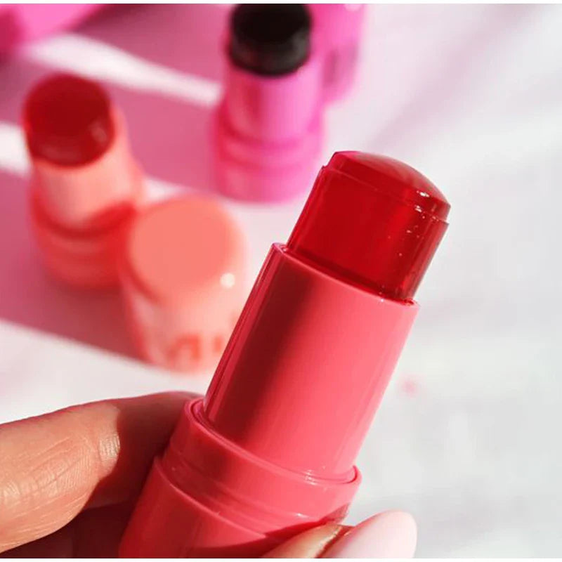 Milk Jelly Lipstick Blush Stick Moisturized Blusher Rouge Cream Shimmer Powder Blusher Stick Beauty Makeup for Women and Girls