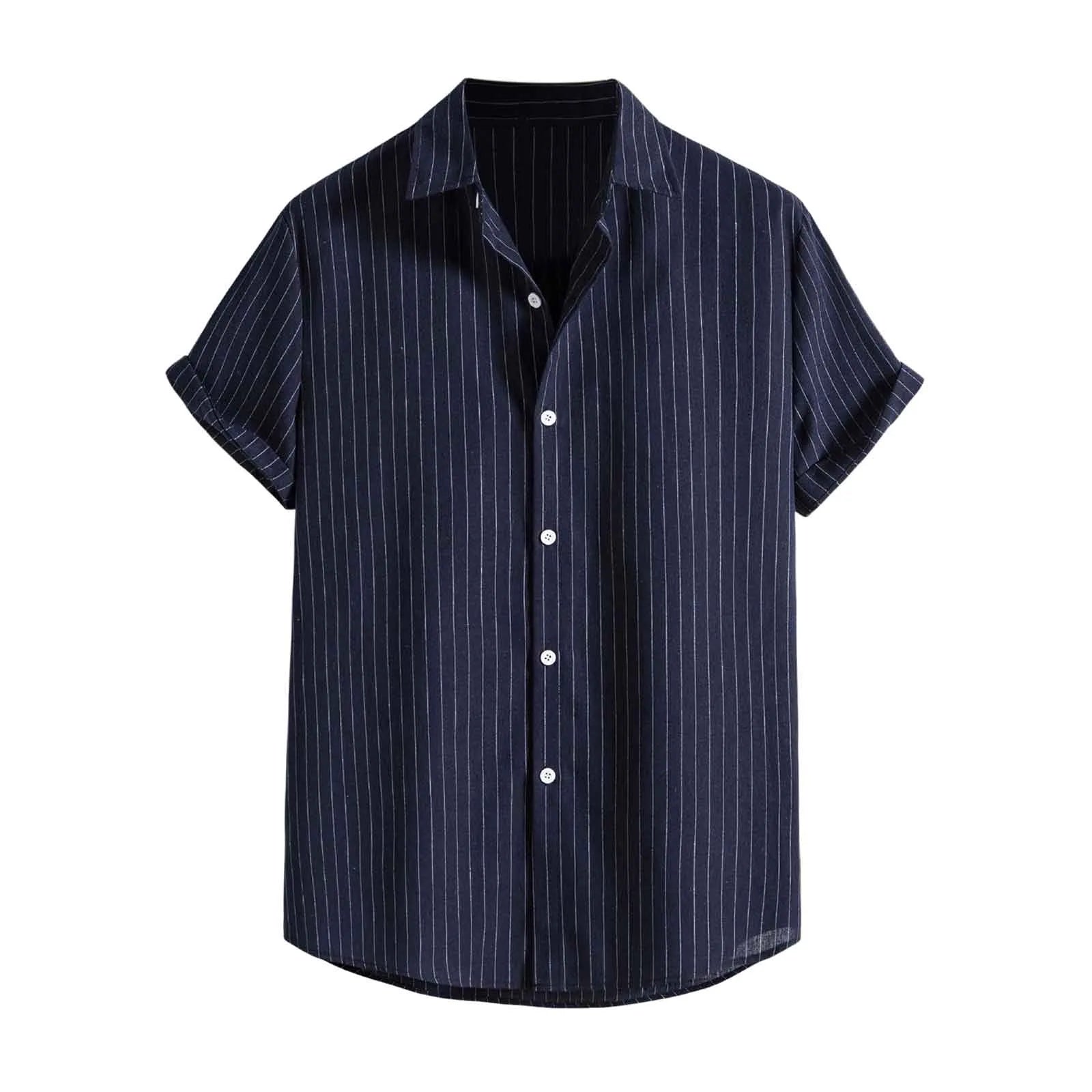 Mens Shirts Casual Striped Short Sleeved Shirts Turn-Down Collar Shirt Top Fashion Summer Male Clothing 2024 Harajuku Streetwear - Premium  from Lizard Vigilante - Just $11.99! Shop now at Lizard Vigilante